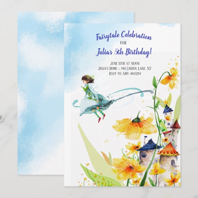 Fairy tale Garden Birthday Invitation (Front/Back)