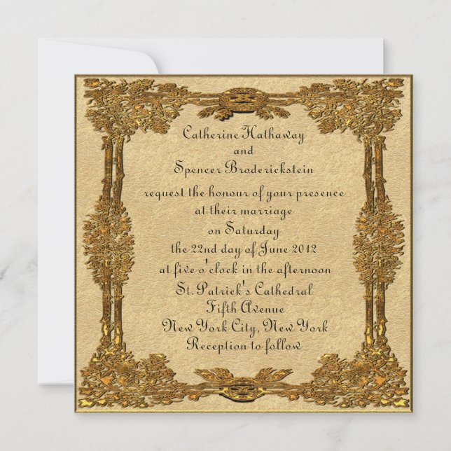 Fairy Tale Gold  Wedding Invitation (Front)