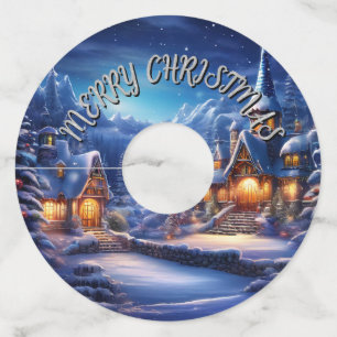 Fairy Tale Holiday Scene Wine Glass Tag