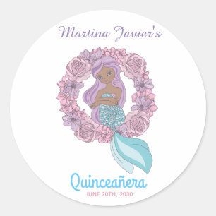 Fairy Tale Mermaid Quinceañera 15th Birthday Classic Round Sticker
