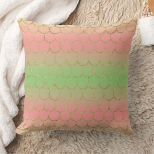 Fairy Tale Mermaid Scales Pastel Gradient Pattern Cushion