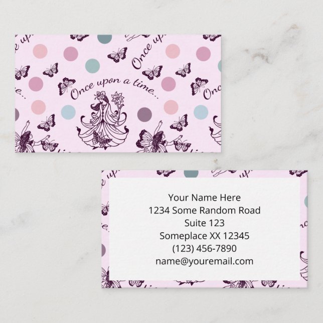 Fairy Tale Once Upon a Time with Butterflies Business Card (Front/Back)