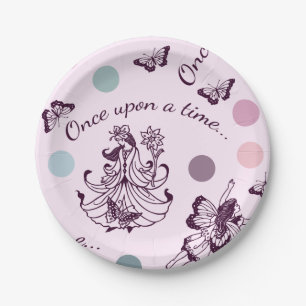 Fairy Tale Once Upon a Time with Butterflies Paper Plate