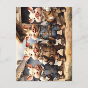 Fairy Tale Pigs Postcard