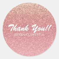 Fairy Tale Pink Glitter Sweet 16 Party Favour
