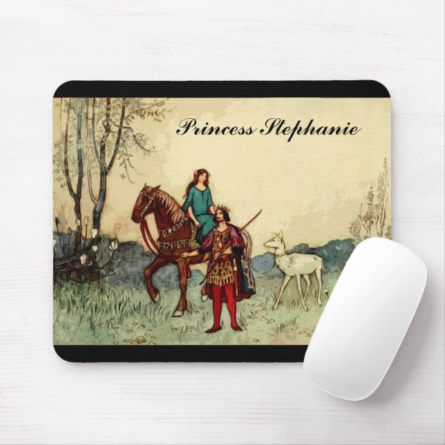 Fairy Tale Princess And White Deer Mouse Pad (With Mouse)