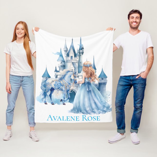 Fairy Tale Princess Castle Girl Birthday Gift Fleece Blanket (In Situ)