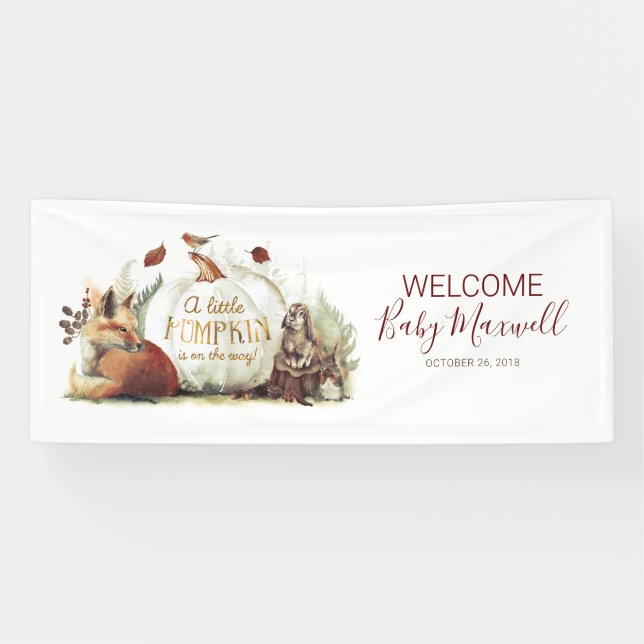 Fairy Tale Pumpkin Fall Baby Shower Banner (Horizontal)