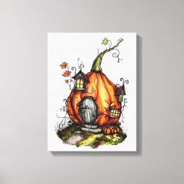 Fairy Tale Pumpkin House Canvas Print (Front)