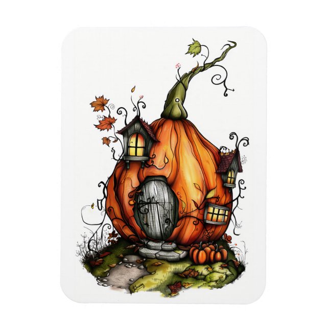 Fairy Tale Pumpkin House Magnet (Vertical)