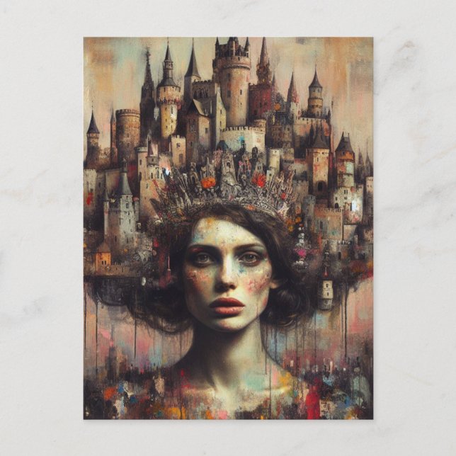 Fairy Tale Queen With Castle Crown on Her Head Postcard (Front)