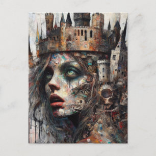 Fairy Tale Queen With Castle on Her Head Postcard