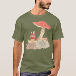 Fairy Tale Reading: Bunny Girl Under Red Mushroom T-Shirt