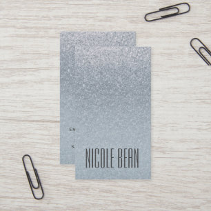 Fairy Tale Silver Glitter Glam Glamour Chic Custom Business Card