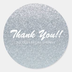 Fairy Tale Silver Glitter Sparkle Party Favour Gla Classic Round Sticker