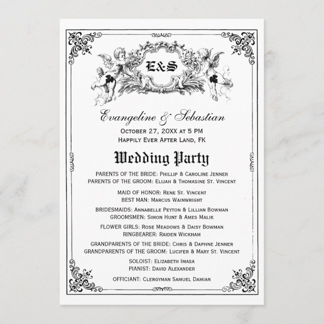 Fairy Tale Storybook Wedding Programs Programme (Front)