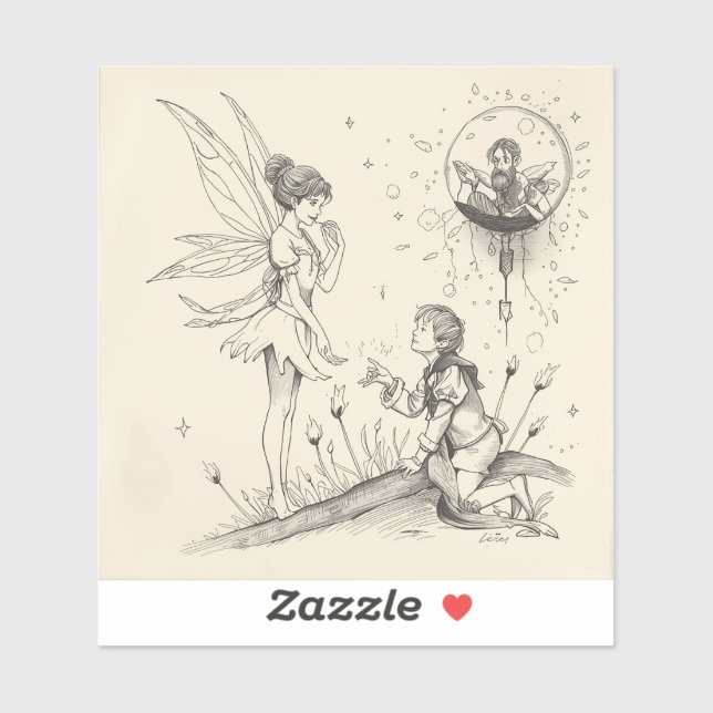 Fairy Tale–Themed Black and White Painting Images (Sheet)
