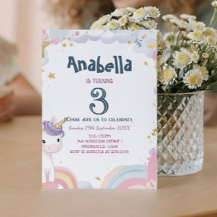 Fairy tale unicorn  Kids Birthday party  Invitation