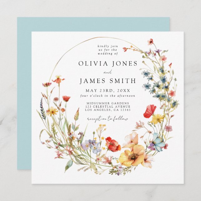 Fairy Tale Wildflower Wedding Invitation (Front/Back)