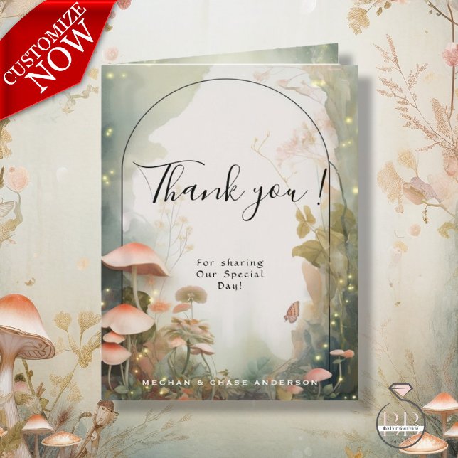 Fairy Tale Woodland Fairycore Romance Thank You Card (Easy to Customize)