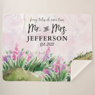Fairy Tales do Come True   Mr. and Mrs. Wedding Sherpa Blanket