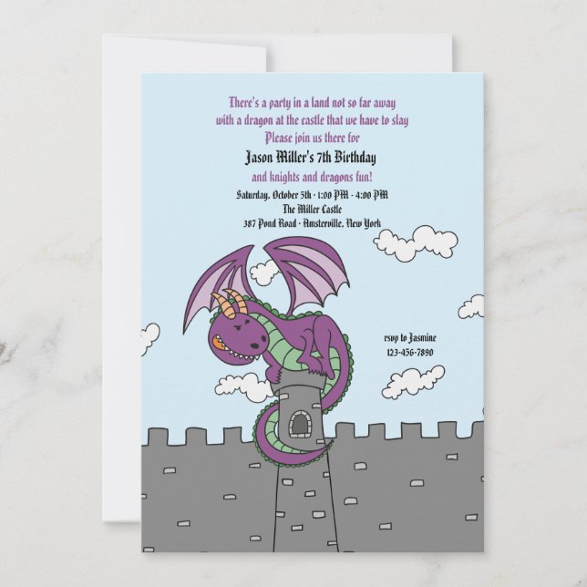 Fairy Tales Dragon Invitation (Front)