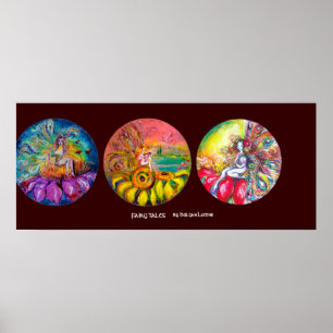 FAIRY TALES yellow pink blue red brown Poster