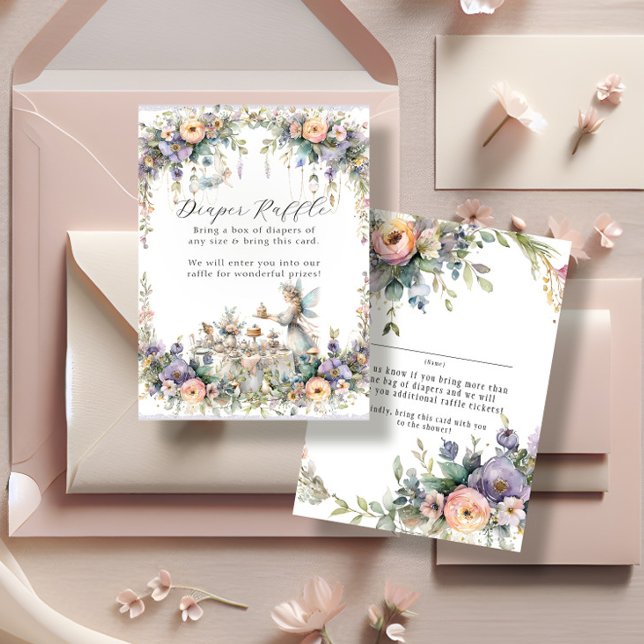 Fairy Tea Party Floral Garden Girl Baby Shower Enclosure Card (Creator Uploaded)