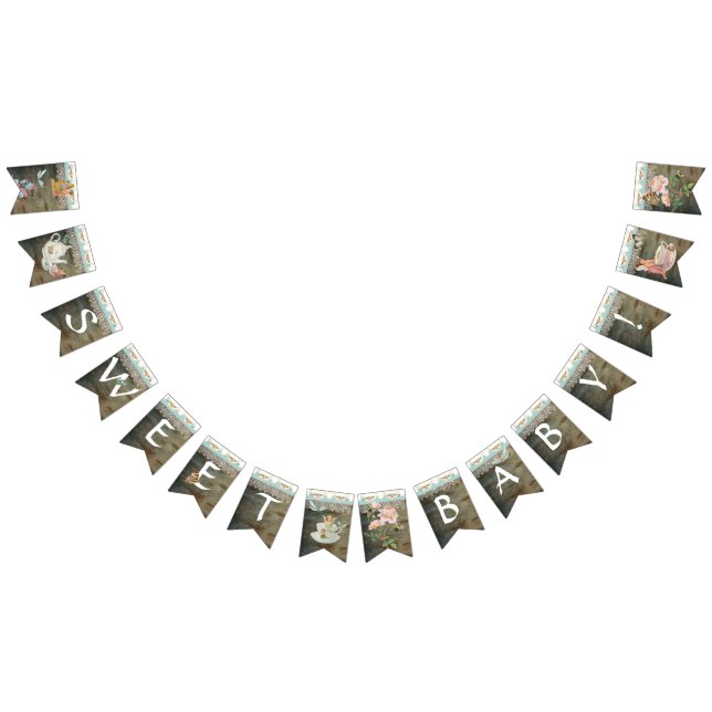 Fairy Tea Party Girl Sweet Baby Shower Barn Wood Bunting (All)