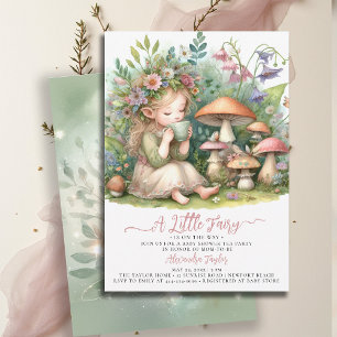 Fairy Tea Wildflowers Mushrooms Baby Girl Shower Invitation