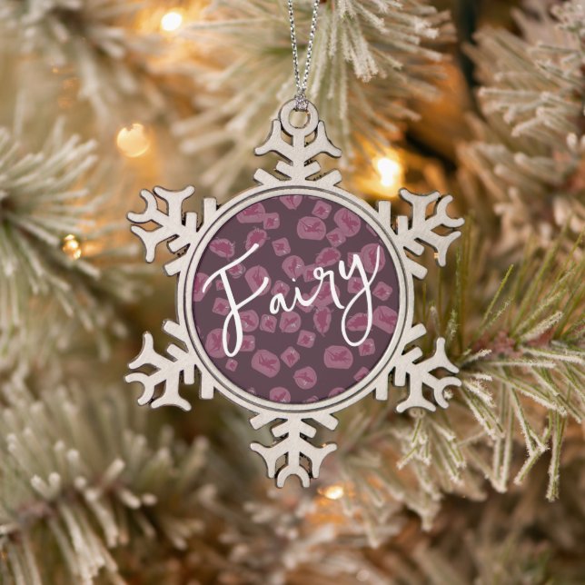Fairy theme to customize snowflake pewter christmas ornament (Tree)