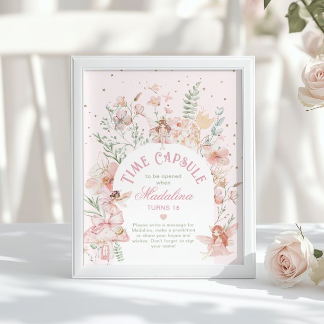 Fairy Time Capsule Whimsical Pink Arch Birthday Poster (Creator Uploaded)