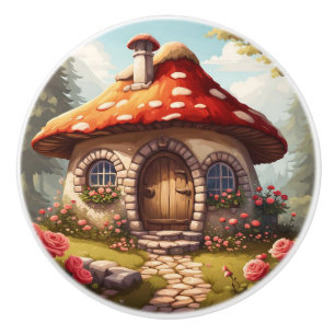 Fairy Toadstool House Ceramic Knob
