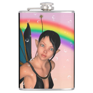 Fairy under Rainbow Hip Flask