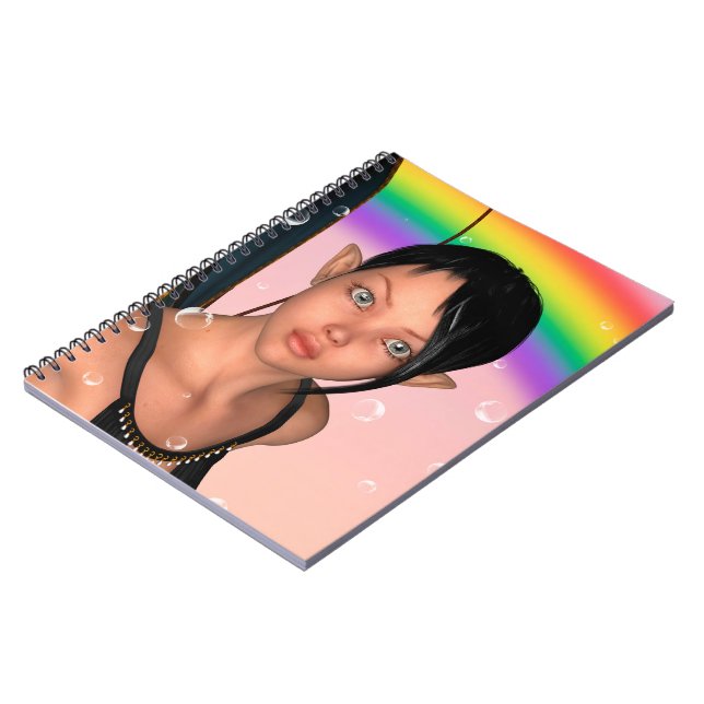Fairy under Rainbow Spiral Notebook (Left Side)
