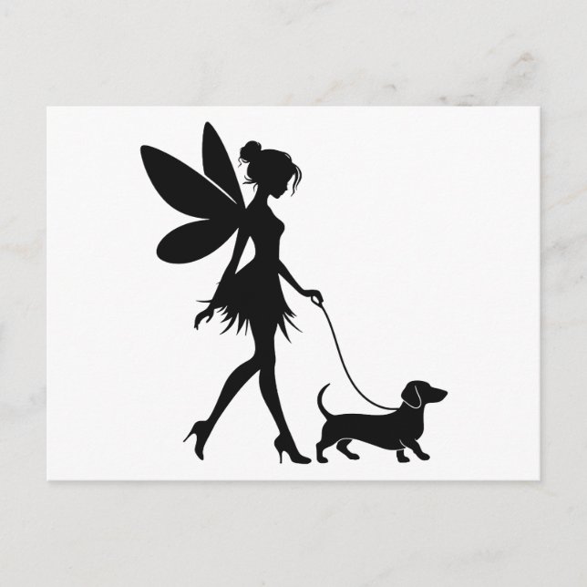 Fairy Walking Dachshund  Postcard (Front)
