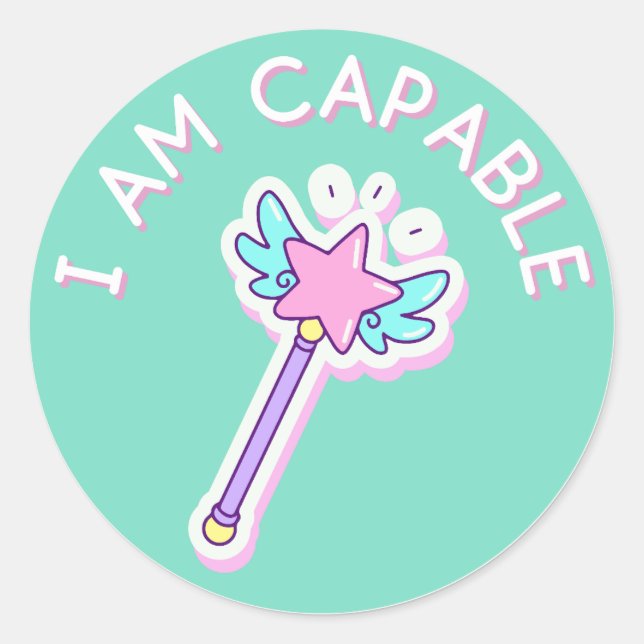 Fairy Wand Affirmation Classic Round Sticker (Front)