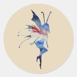Fairy Watercolor Art Classic Round Sticker