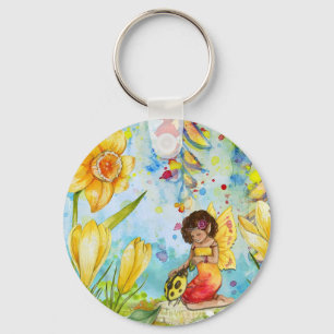 Fairy watercolour illustration whimsical key ring