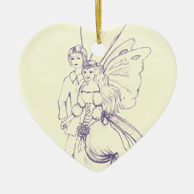 Fairy Wedding Ceramic Tree Decoration (Front)