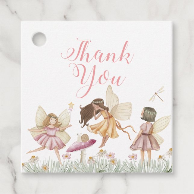 Fairy wildflower birthday favour tags (Front)
