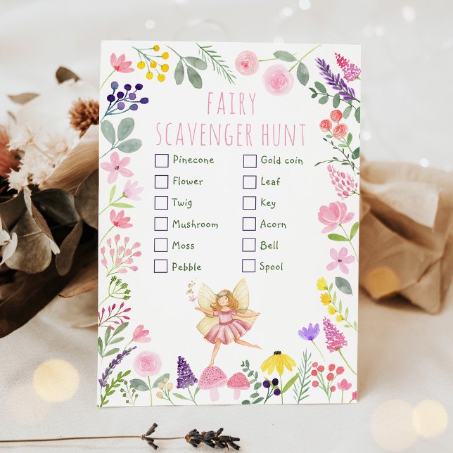 Fairy Wildflower Birthday Scavenger Hunt Game Invitation (Creator Uploaded)