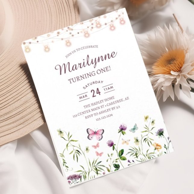 Fairy Wildflower Garden 1st Birthday Invitation (Creator Uploaded)