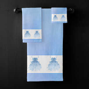 Fairy Wing Ice Gown Frost Blue Iridescent Sheen Bath Towel Set