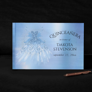 Fairy Wing Ice Gown   Frost Blue Iridescent Sheen Guest Book