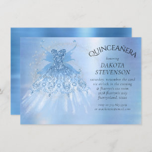 Fairy Wing Ice Gown   Frost Blue Iridescent Sheen Invitation