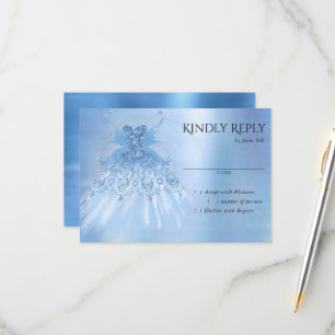 Fairy Wing Ice Gown   Frost Blue Iridescent Sheen RSVP Card