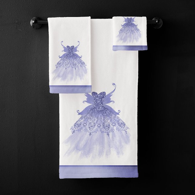 Fairy Wing Lavender Gown | Purple Iridescent Sheen Bath Towel Set (Creator Uploaded)