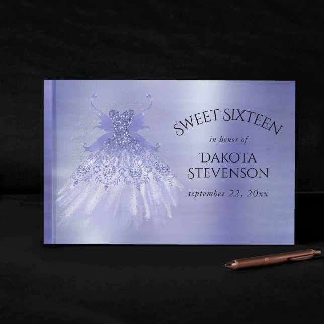 Fairy Wing Lavender Gown | Purple Iridescent Sheen Guest Book (Creator Uploaded)