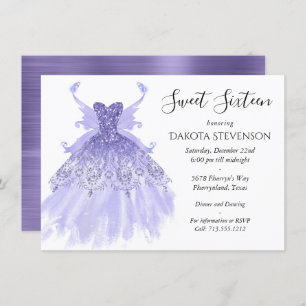 Fairy Wing Lavender Gown   Purple Iridescent Sheen Invitation